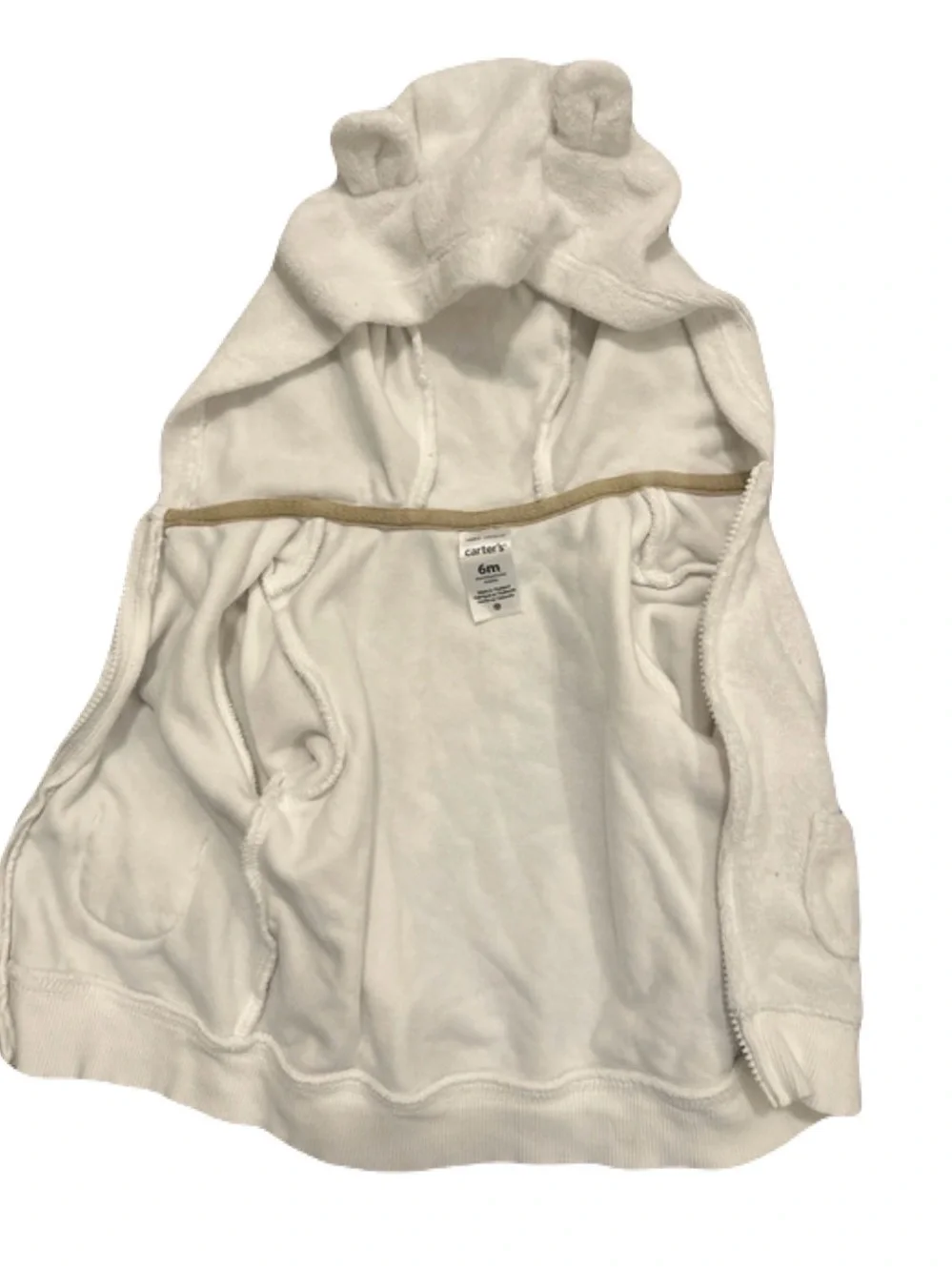 Carter's 6m Cream Hooded Baby Jacket with Bear Ears